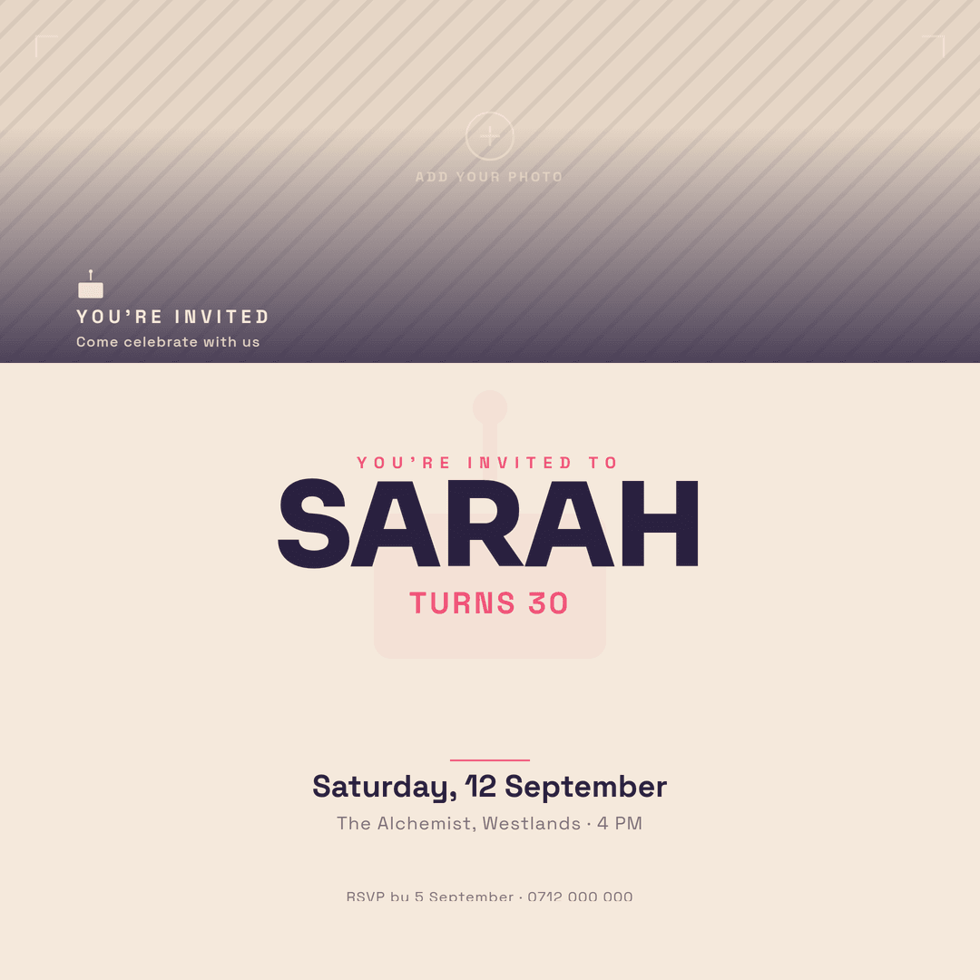 birthday invitation, square