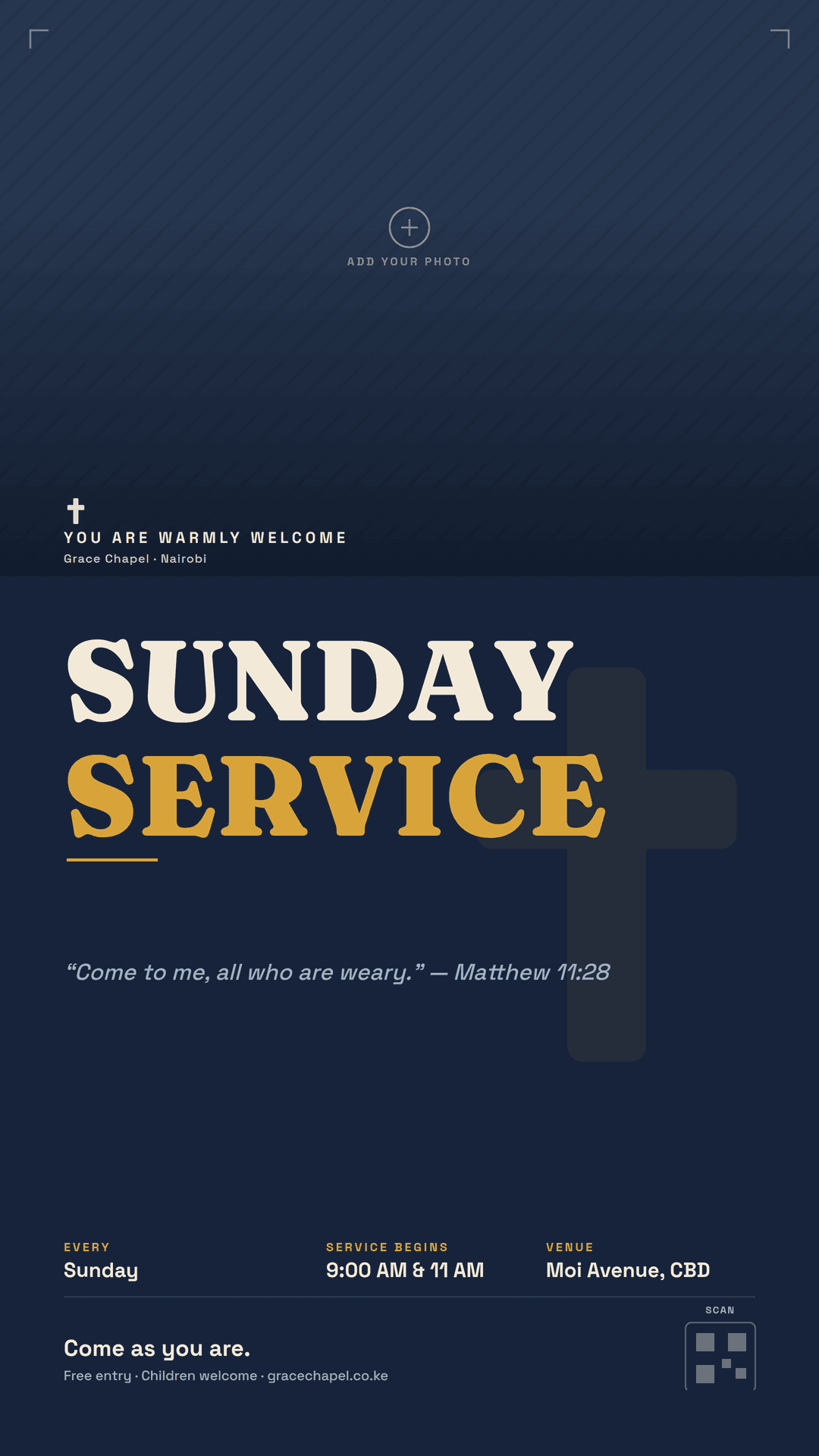 Afro-Modern Sunday service flyer, story
