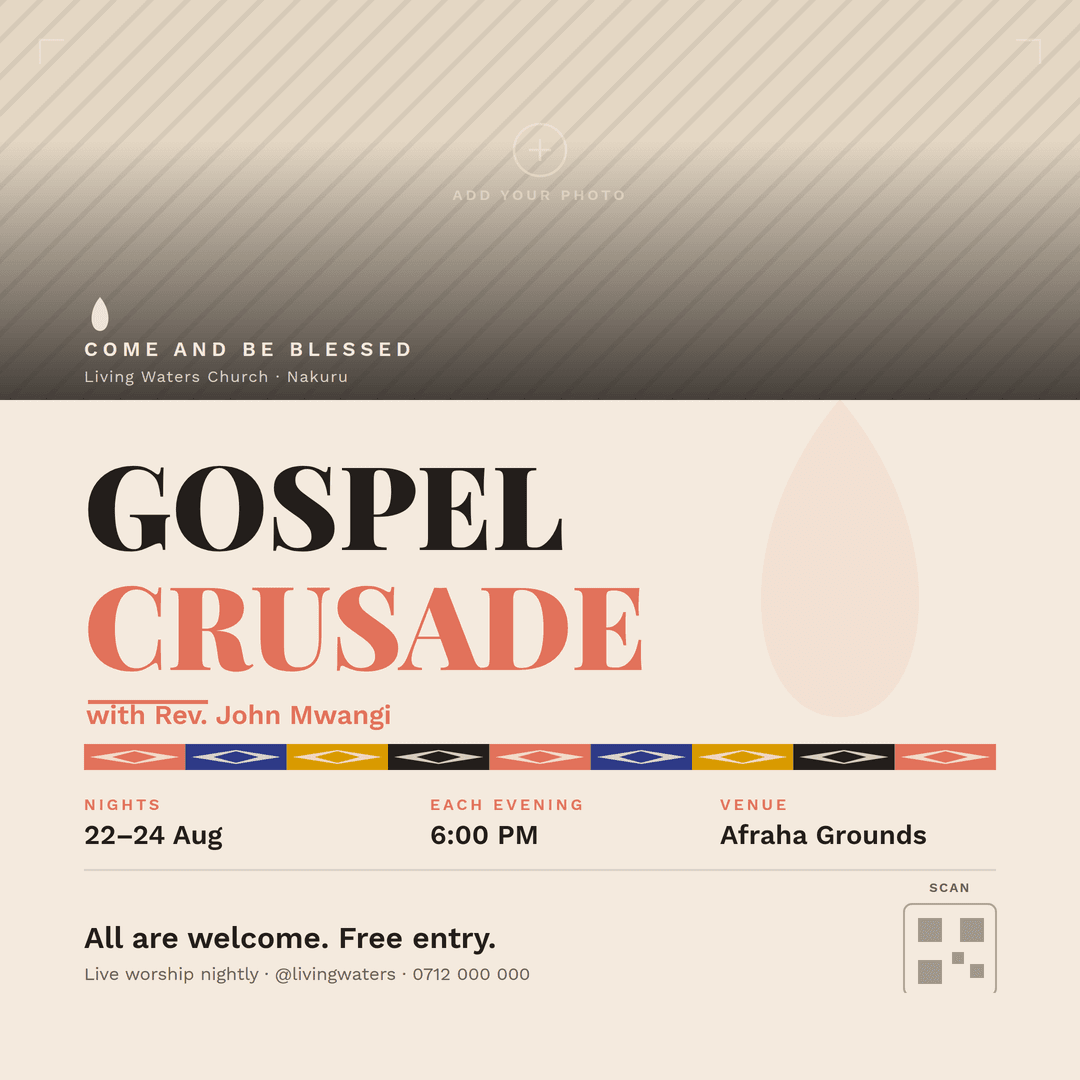 Afro-Modern gospel crusade flyer, square