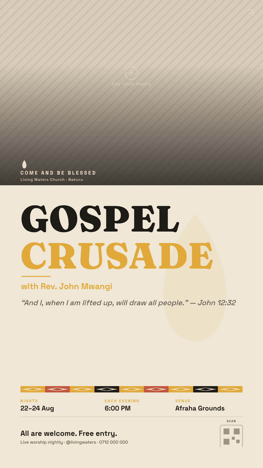 Corporate gospel crusade flyer, story