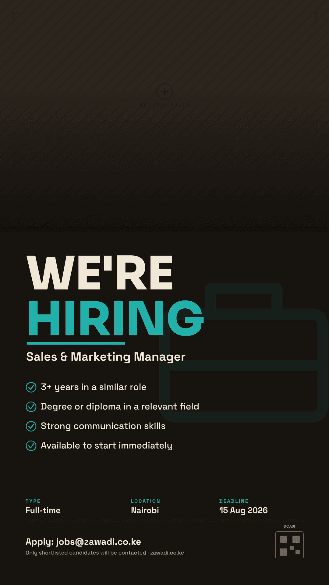 Corporate job vacancy flyer, story