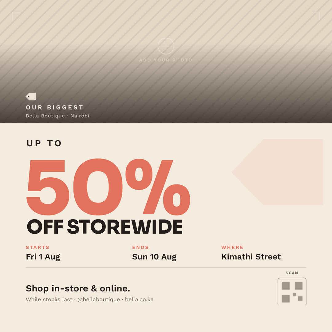 Afro-Modern sale flyer, square