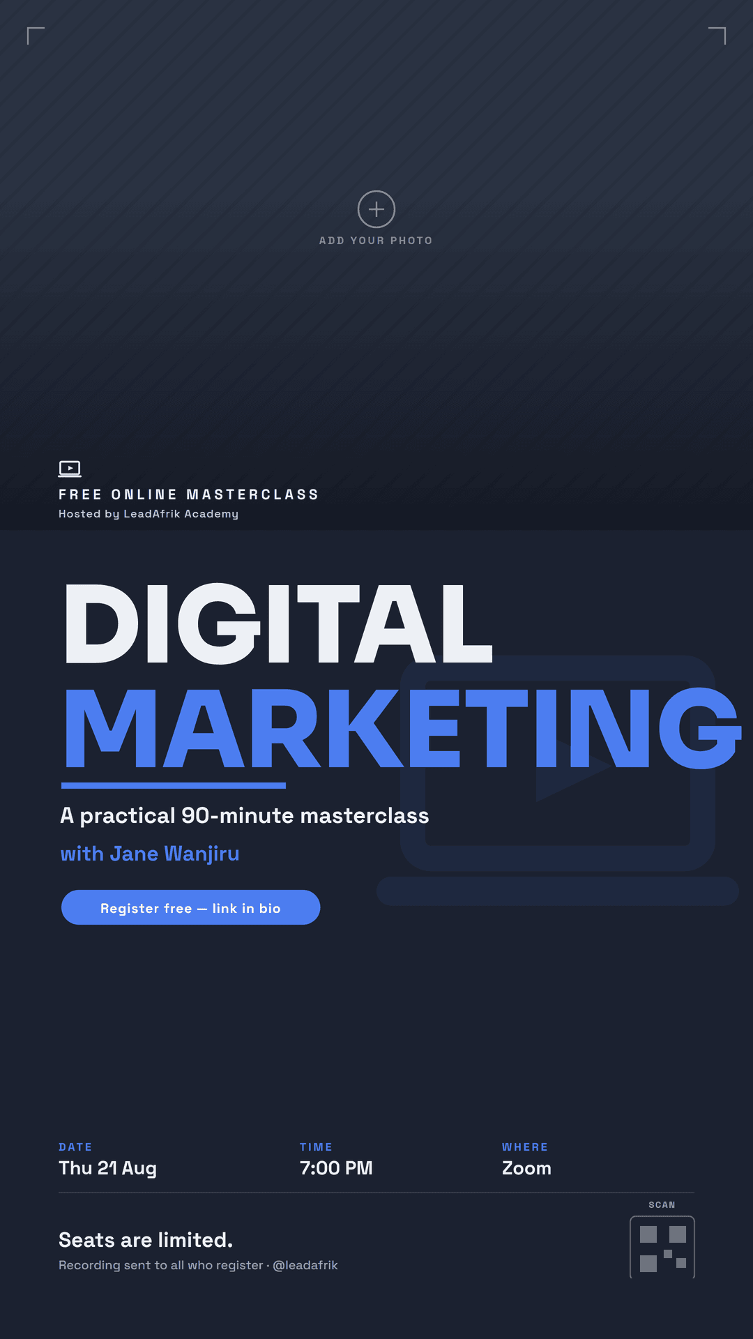 webinar flyer, story