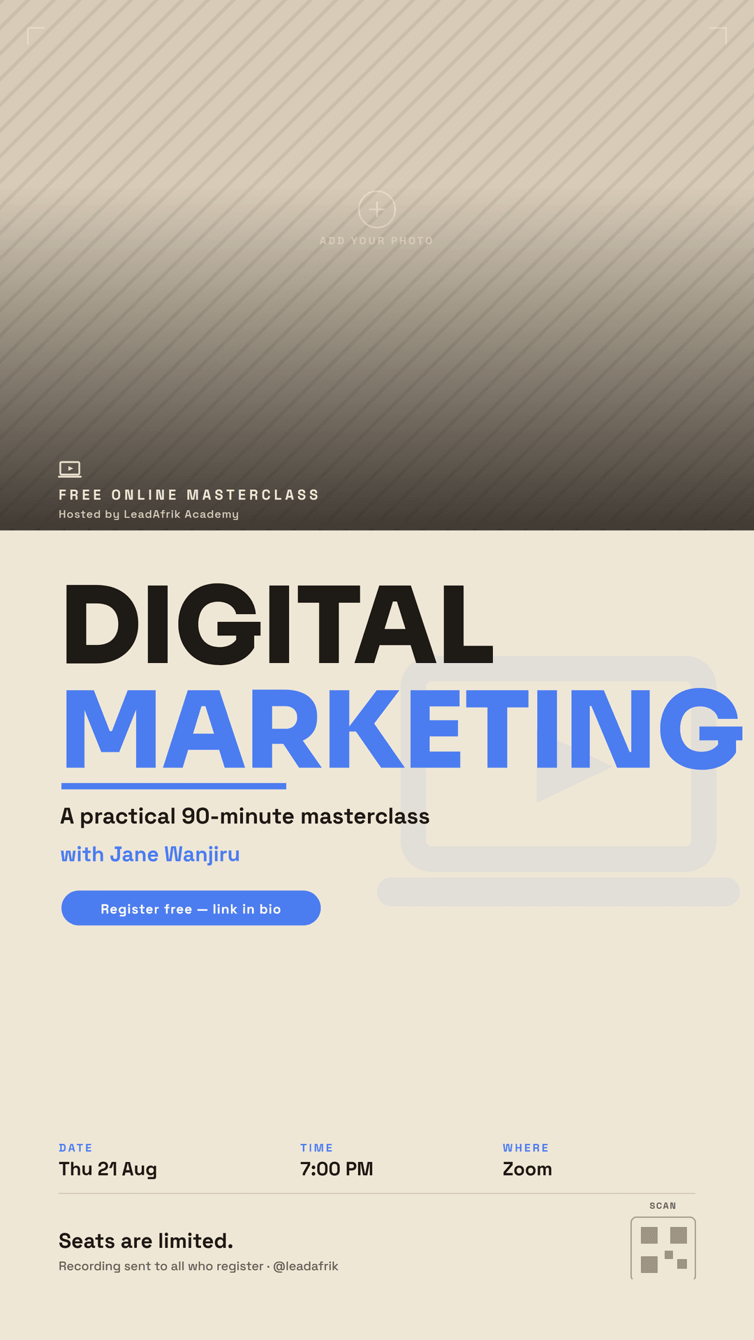 webinar flyer, story