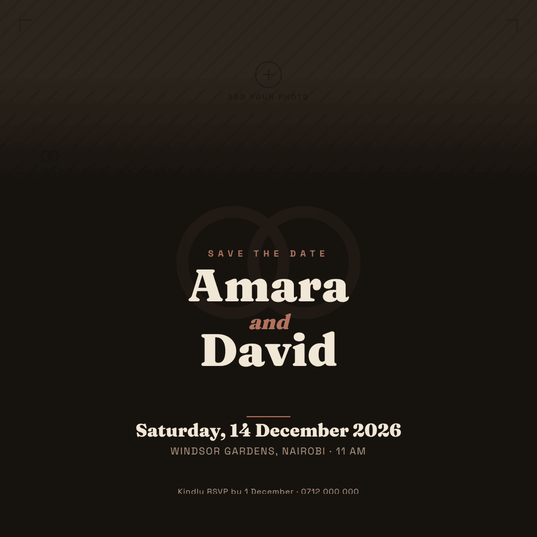 Corporate wedding save the date, square