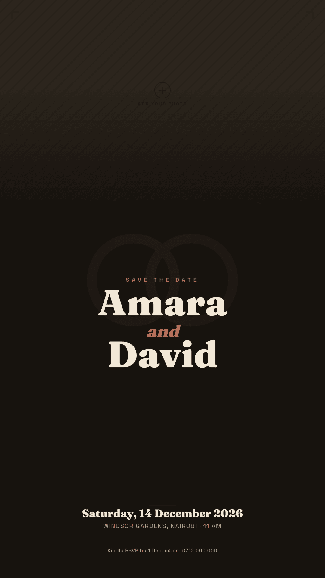 Corporate wedding save the date, portrait